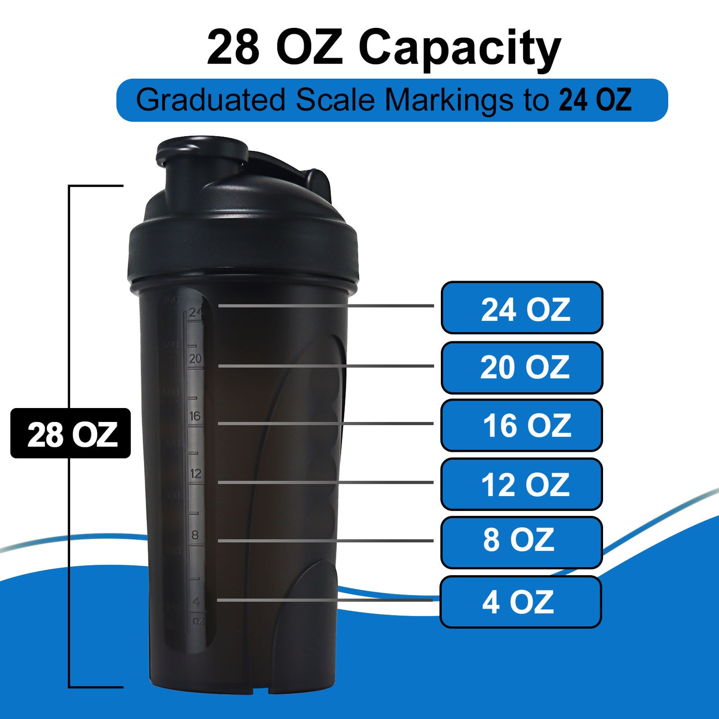 Shaker Bottle for Protein Mixes 750ml BPA-Free Leak Proof Smothies Cups for Sports Gym Nutrition