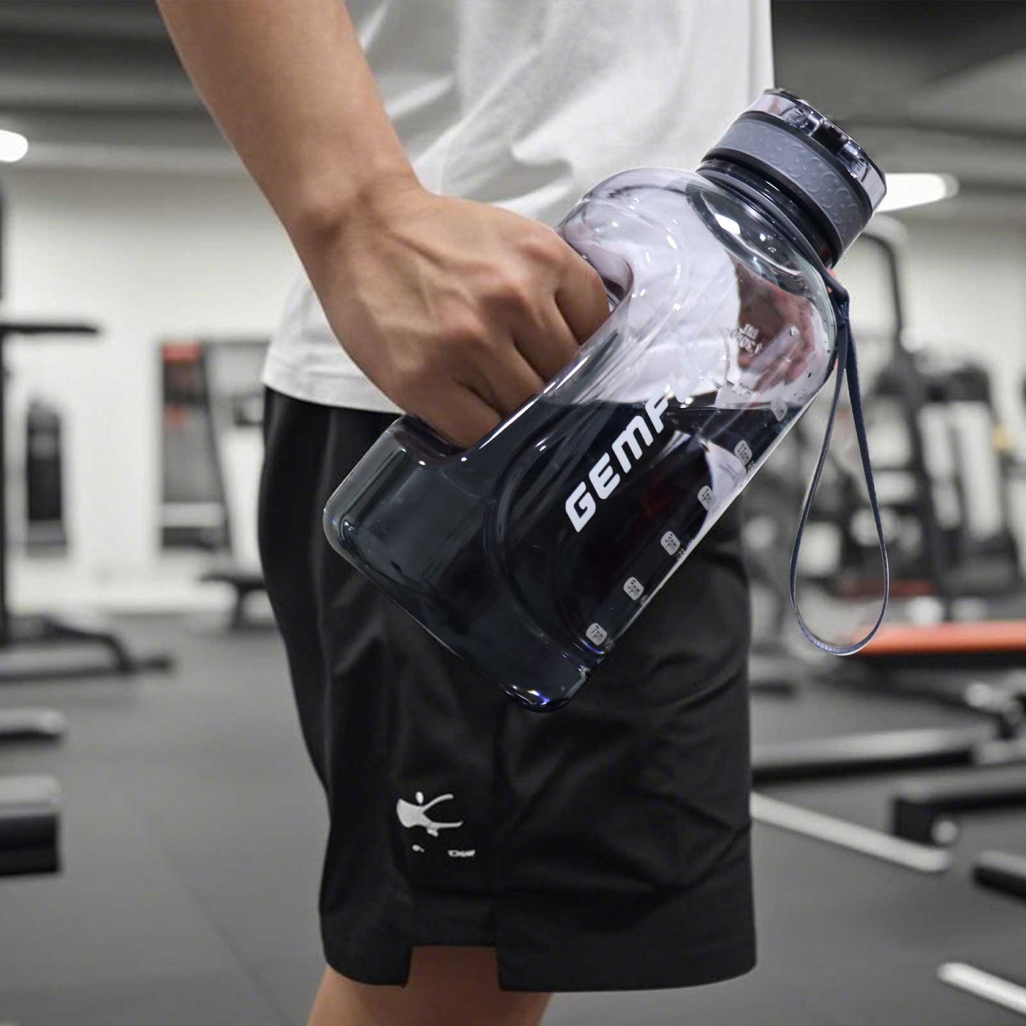 GEMFUL 2 Liter Water Bottle with Time Marker & Handle 64oz Large Motivational Jug for Gym Workouts No Straw Leak Proof BPA Free