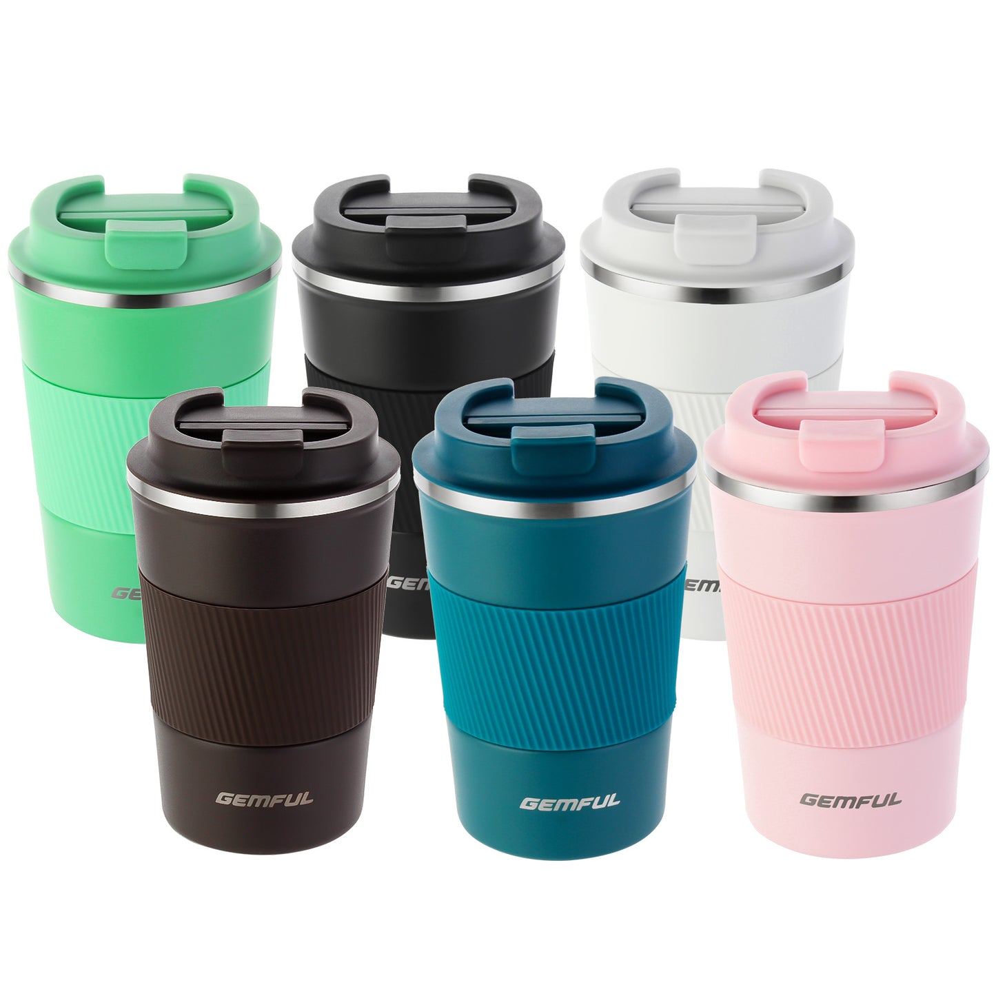 GEMFUL Travel Coffee Mug Stainless Steel Vacuum Ice and Hot Drinks Insulated Tumbler 380ml for Home Office Outdoor Works
