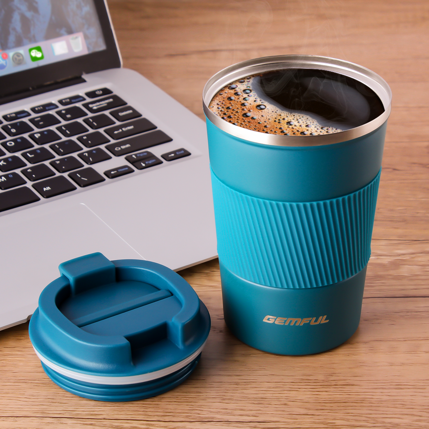 GEMFUL Travel Coffee Mug Stainless Steel Vacuum Ice and Hot Drinks Insulated Tumbler 380ml for Home Office Outdoor Works